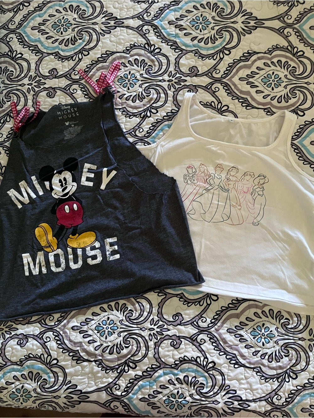 Disney Women’s Black Mickey Mouse & White Princess Tank Tops